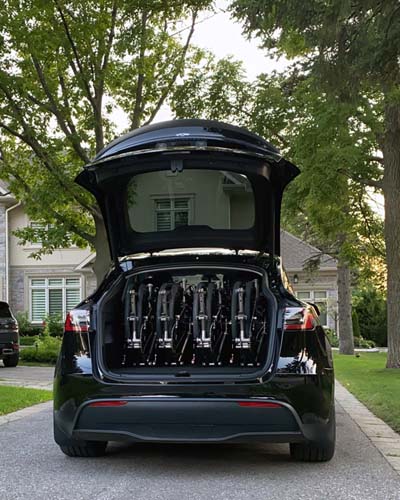 Four Helixes in the trunk of a Tesla Model Y